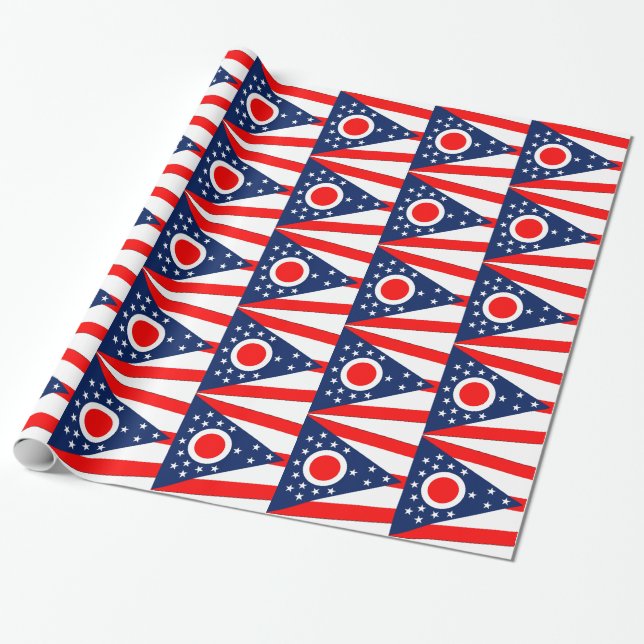 Papier Cadeau Papier à envelopper avec Drapeau de l'Ohio (Déroulé)
