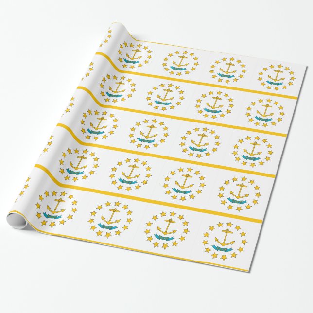 Papier Cadeau Papier à envelopper avec drapeau de Rhode Island (Déroulé)