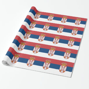 Papier Cadeau Papier à envelopper avec Drapeau de Serbie