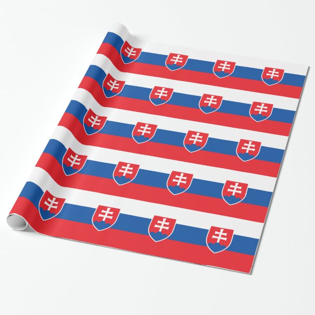 Papier Cadeau Papier à envelopper avec Drapeau de Slovaquie (Déroulé)