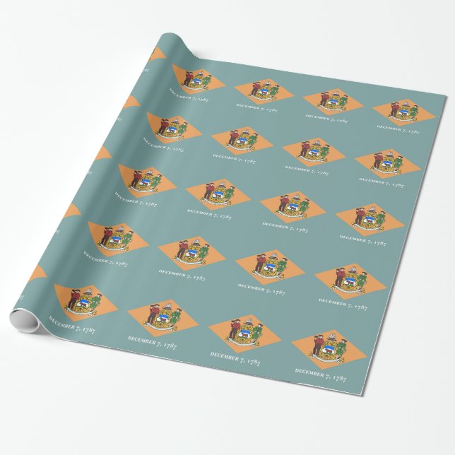 Papier Cadeau Papier à envelopper avec Drapeau du Delaware (Déroulé)