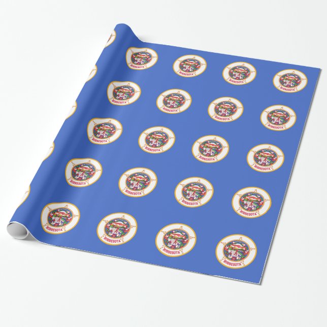 Papier Cadeau Papier à envelopper avec Drapeau du Minnesota (Déroulé)