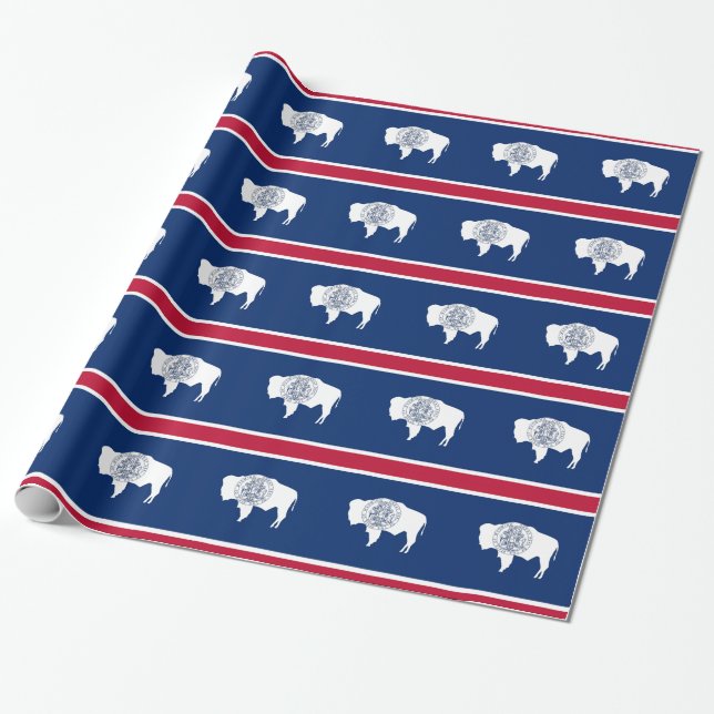 Papier Cadeau Papier à envelopper avec Drapeau du Wyoming (Déroulé)