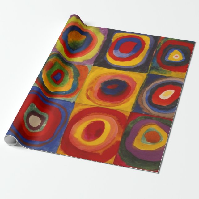 Papier Cadeau Papier à envelopper avec les Carrés et le cercle d (Déroulé)