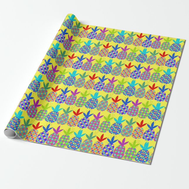 Papier Cadeau Papier à envelopper avec une conception d'ananas f (Déroulé)