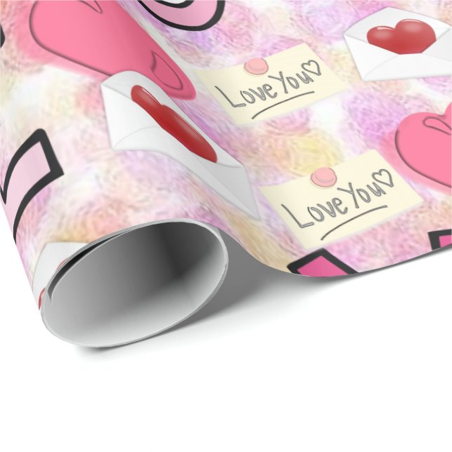 Papier Cadeau Papier à envelopper brillant amour (Coin rond)