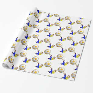 Papier Cadeau Papier à envelopper brillant, balle de soccer jaun