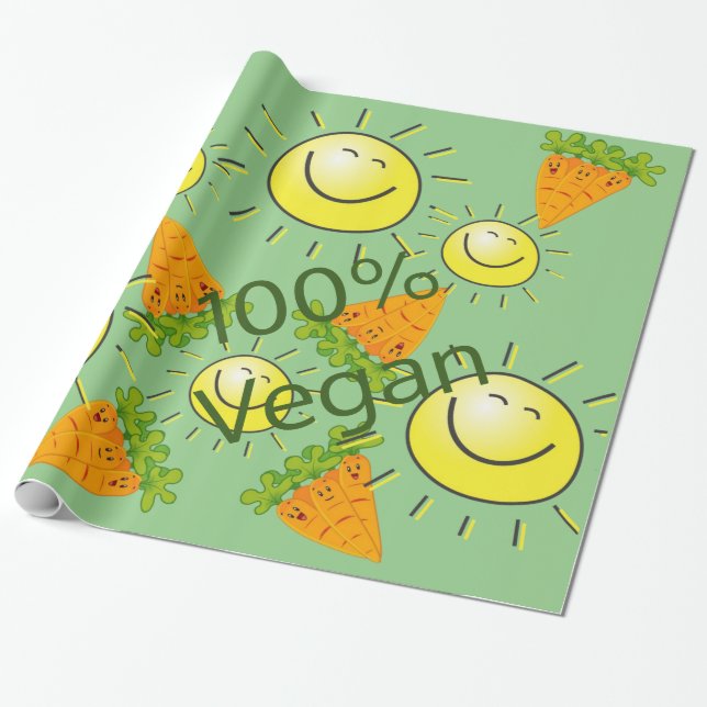 Papier Cadeau Papier à envelopper brillant, Carottes Sun 100% Ve (Déroulé)