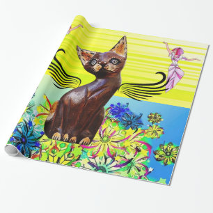 Papier Cadeau Papier à envelopper brillant, Chat à chat Fée Flor