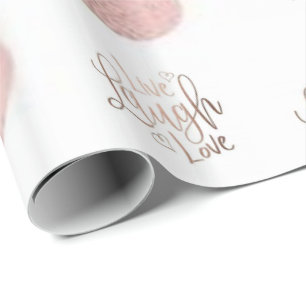 Papier Cadeau Papier à envelopper brillant Live Laugh Love Rose