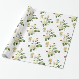 Papier Cadeau Papier à envelopper brillant, Papillon Rose ange