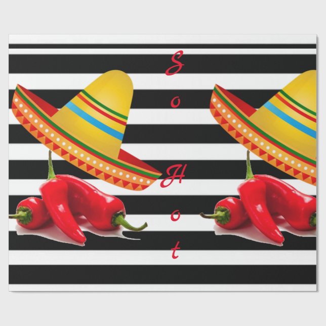 Papier Cadeau Papier à envelopper brillant si chaud mexicain (Plat)