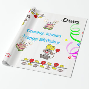 Papier Cadeau Papier à envelopper Cheesy Mousey Coeur Joyeux ann