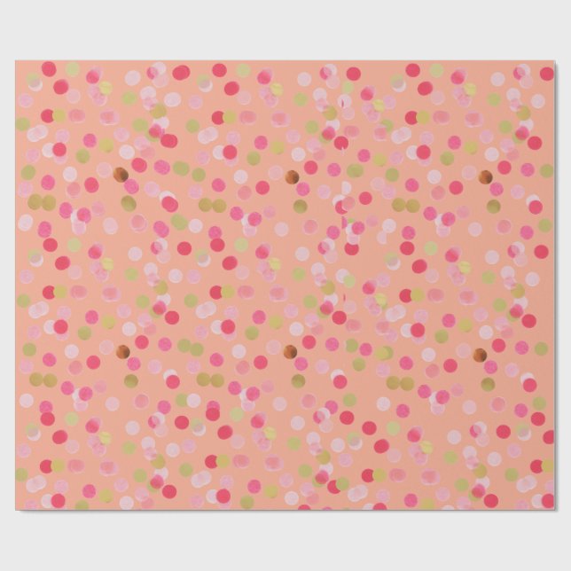 Papier Cadeau Papier à envelopper Confetti rose et or (Plat)