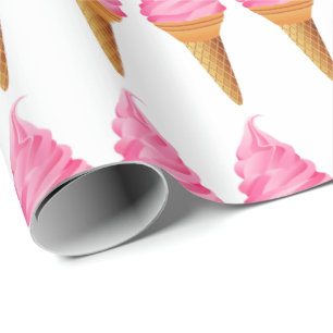 Papier Cadeau Papier à envelopper - Crème de glace rose
