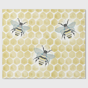 Papier Cadeau Papier à envelopper d'abeilles et d'abeilles