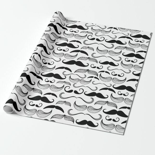 Papier Cadeau Papier à envelopper Dapper Mustaches (Déroulé)