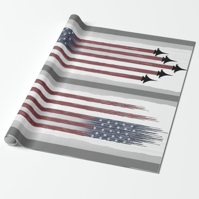 Papier Cadeau Papier à envelopper Drapeau américain Aéronefs do- (Déroulé)