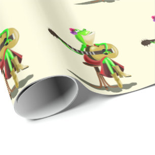 Papier Cadeau Papier à envelopper drôle avec grenouille Jouer de