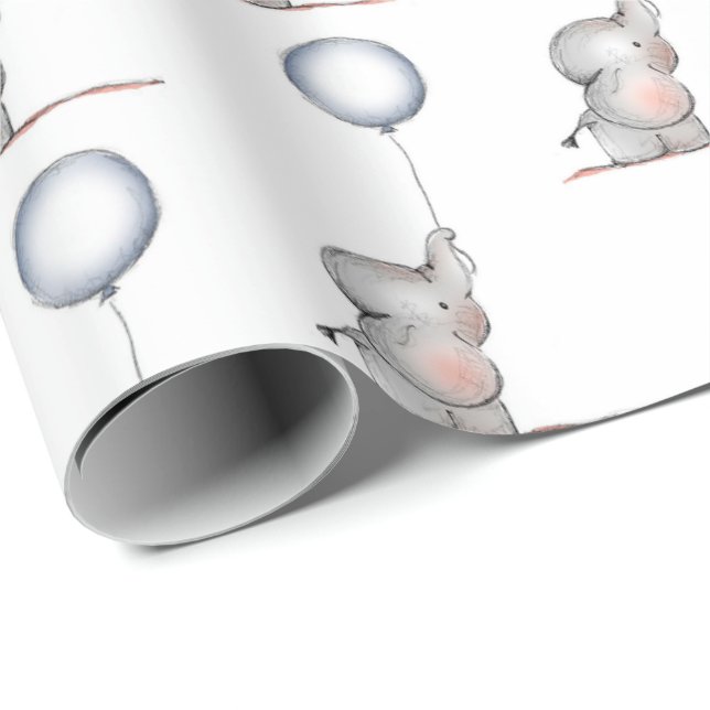 Papier Cadeau Papier à envelopper - Eléphants pour bébés avec un (Coin rond)