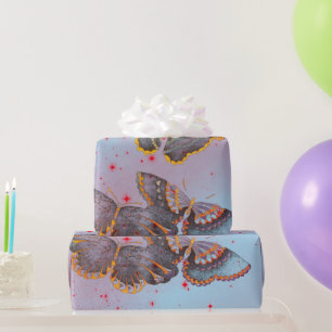 Papier Cadeau Papier à envelopper ÉTOILES ROUGES ET BUTTERFLIS J