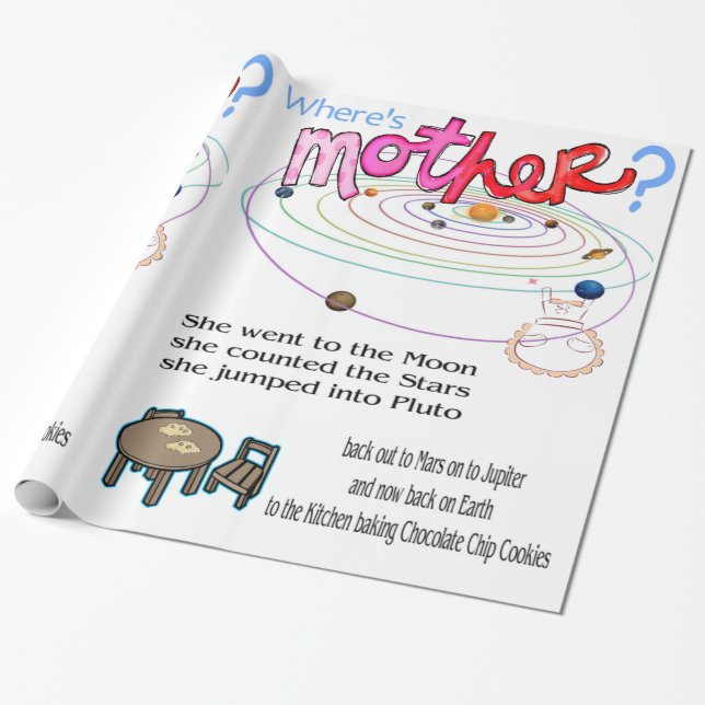Papier Cadeau Papier à envelopper glacé Bonne fête des mères Où  (Déroulé)