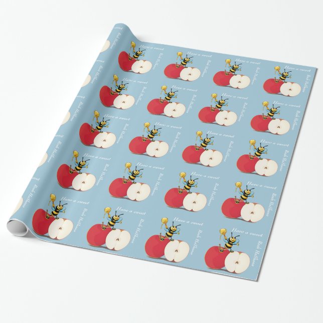 Papier Cadeau Papier à envelopper HaShana de la pomme d'abeille (Déroulé)