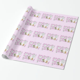Papier Cadeau Papier à envelopper J'aime le gâteau Mariage rose