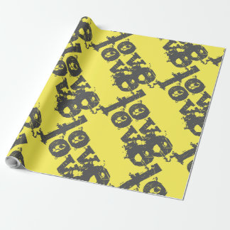 Papier Cadeau papier à envelopper jaune et gris AMOUR
