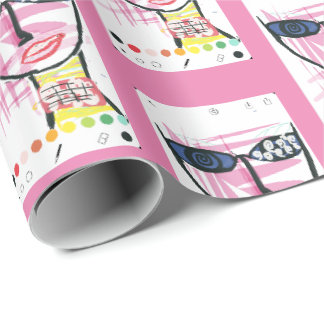 Papier Cadeau Papier à envelopper - La fille rose