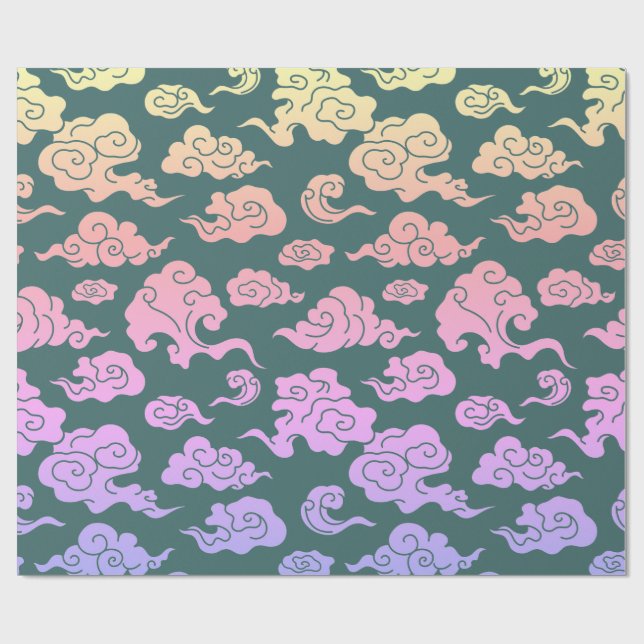 Papier Cadeau Papier à envelopper MOTIF NUAGE CHINOIS (Plat)