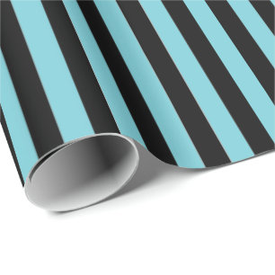 Papier Cadeau Papier à envelopper - noir et rayures Aqua