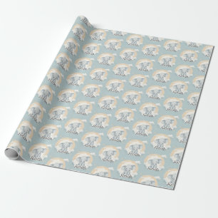 Papier Cadeau Papier à envelopper personnalisable Baby Boy Eleph