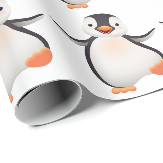 Papier Cadeau Papier à envelopper - Pingouin bébé (Coin rond)