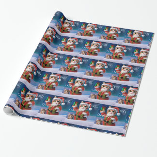 Papier Cadeau Papier à envelopper pour chat de Noël, Enveloppeme