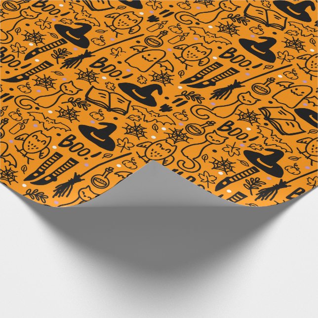 Papier Cadeau Papier à envelopper pour Halloween. (Coin)