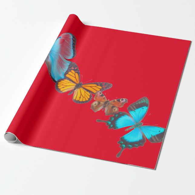 Papier Cadeau Papier à envelopper ROUGE AVEC DES BOUTEILLES (Déroulé)