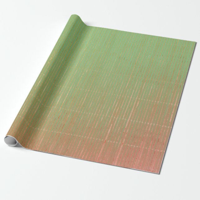 Papier Cadeau Papier à envelopper STRIPES VERTES ET ROSES FADÉES (Déroulé)