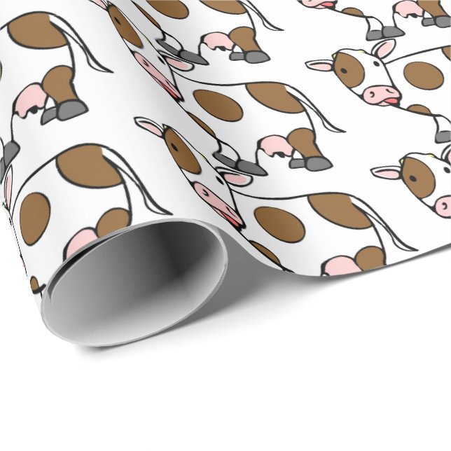 Papier Cadeau Papier à envelopper - Vache drôle (Coin rond)