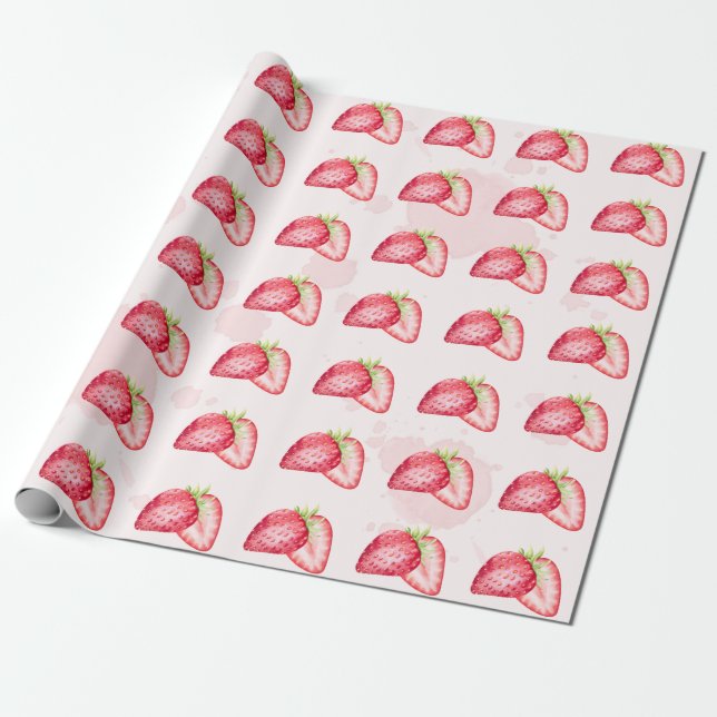 Papier Cadeau Papier à fraise à envelopper ! Berry Sweet ! (Déroulé)