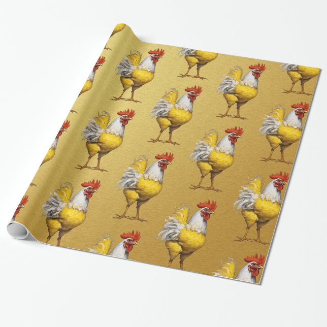 Papier Cadeau Papier à Motif de poulet (Déroulé)
