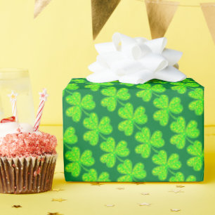 Papier Cadeau Papier à Motif de trèfle vert néon