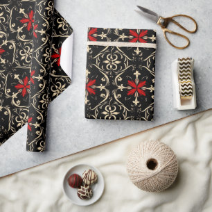 Papier Cadeau Papier à Motif gothique noir et rouge