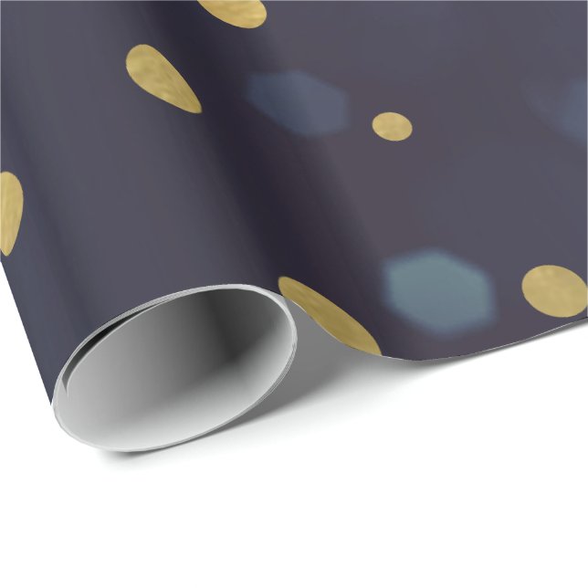 Papier Cadeau Papier à Motif Pois à huile d'or violet (Coin rond)