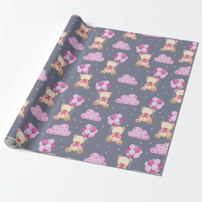Papier Cadeau Papier à Motif pour ours en peluche (Déroulé)