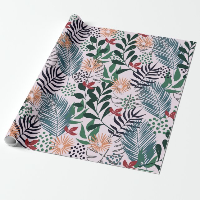 Papier Cadeau Papier à Motif tropical floral (Déroulé)