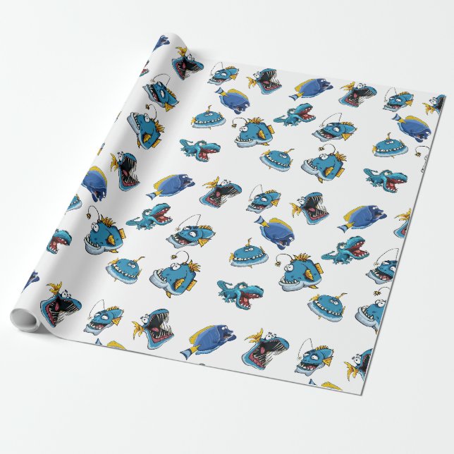 Papier cadeau papier amusant poisson de mer Monstr (Déroulé)