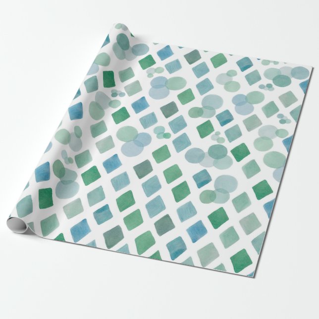 Papier Cadeau Papier aquarelle sans couture sur fond blanc avec  (Déroulé)