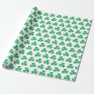 Papier Cadeau Papier blanc Motif Shamrock