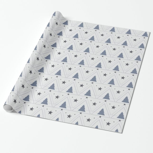 Papier Cadeau Papier Bleu De Vacances Et Étoiles (Déroulé)